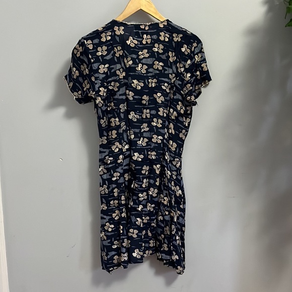 Vintage Mini Button Front Dress Blue Floral M - Picture 9 of 10